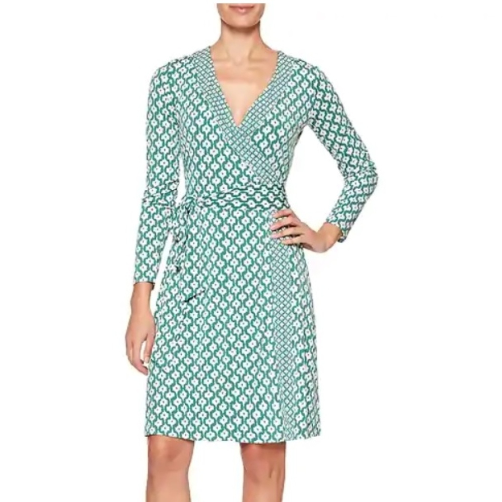 Banana Republic Green White Wrap Dress Petite Size